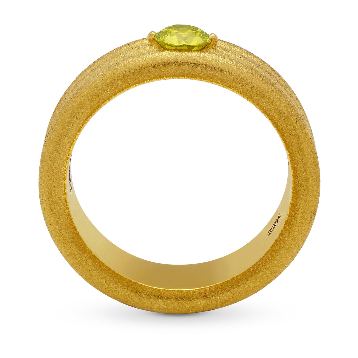 22K Gold Band Ring with Fancy Intense Yellow Round Brilliant