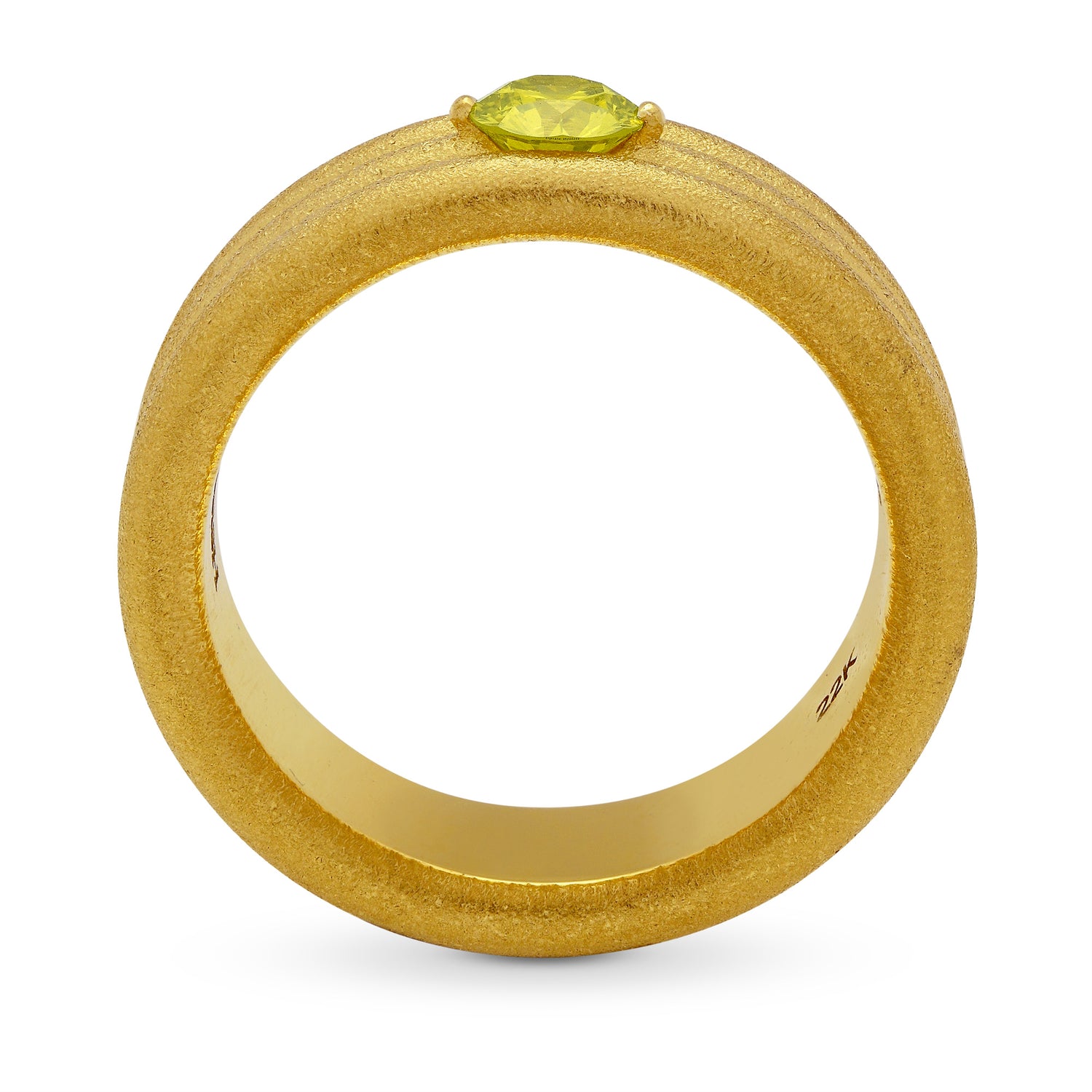 22K Gold Band Ring with Fancy Intense Yellow Round Brilliant