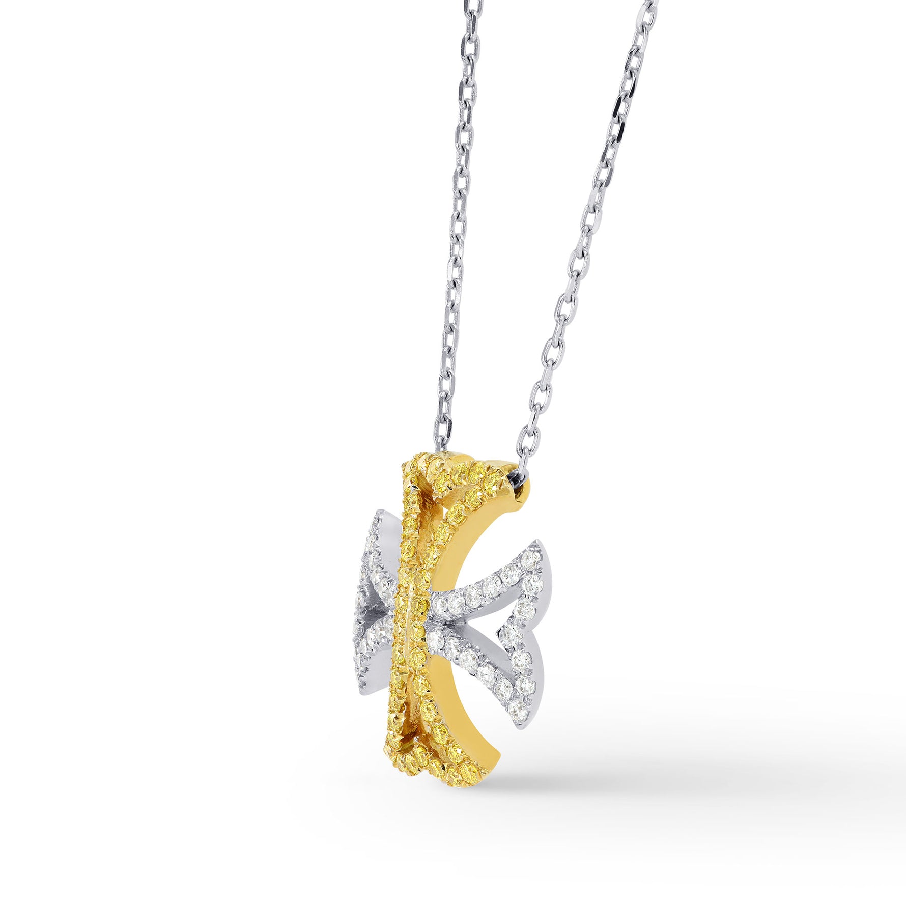 Fancy Vivid Yellow and Collection color Maltese Cross necklace