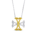 Fancy Vivid Yellow and Collection color Maltese Cross necklace