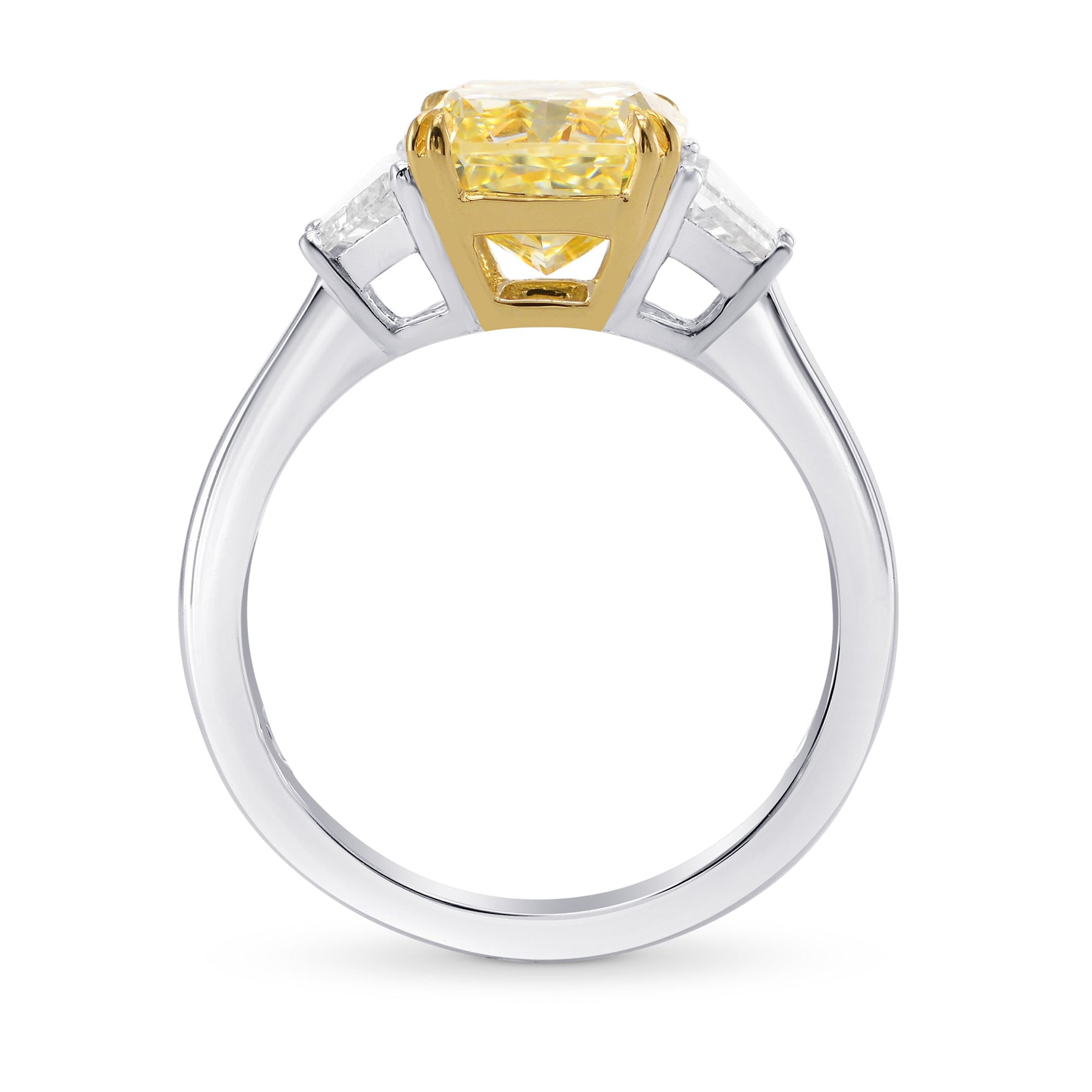 Three Stone Ring Setting with Step Cut Trapezoid Diamonds - 2