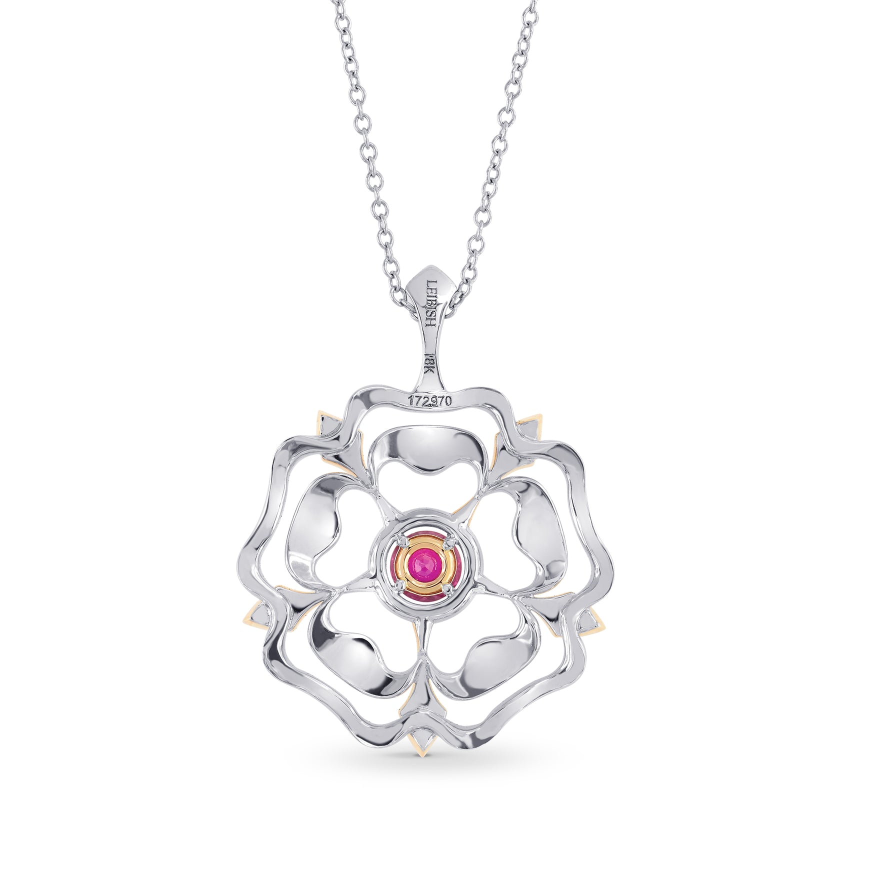 Ruby and Pink Diamond Floral Pendant