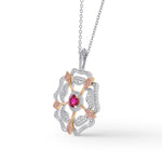 Ruby and Pink Diamond Floral Pendant