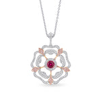 Ruby and Pink Diamond Floral Pendant