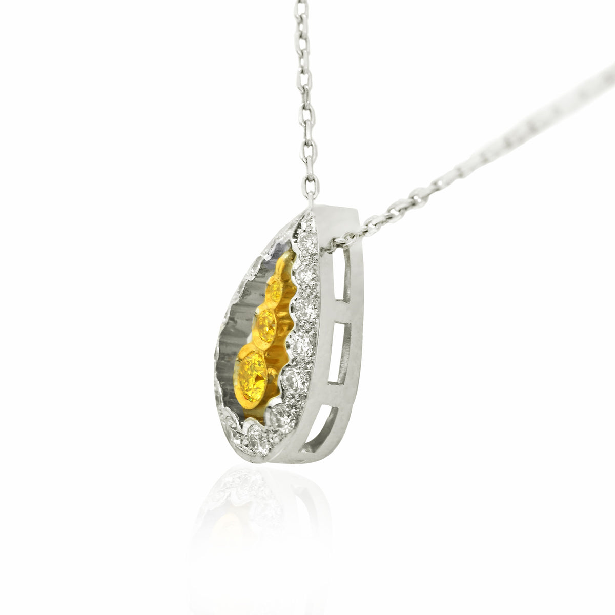 Drop Pendant with Fancy Vivid Yellow and Collection Round Diamonds 