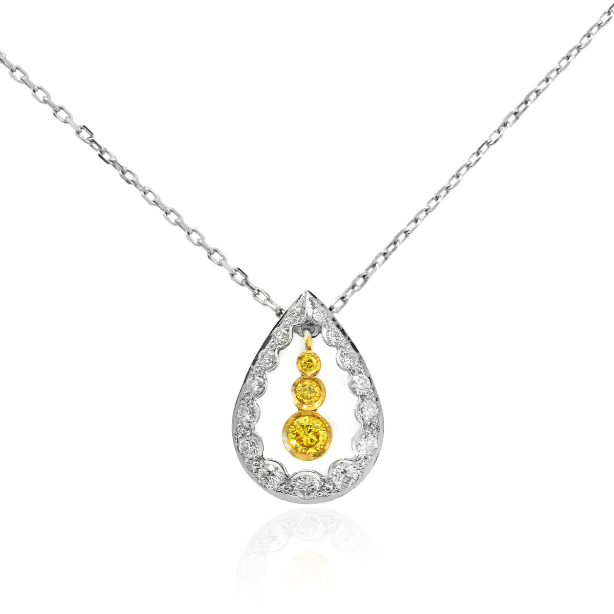 Drop Pendant with Fancy Vivid Yellow and Collection Round Diamonds 