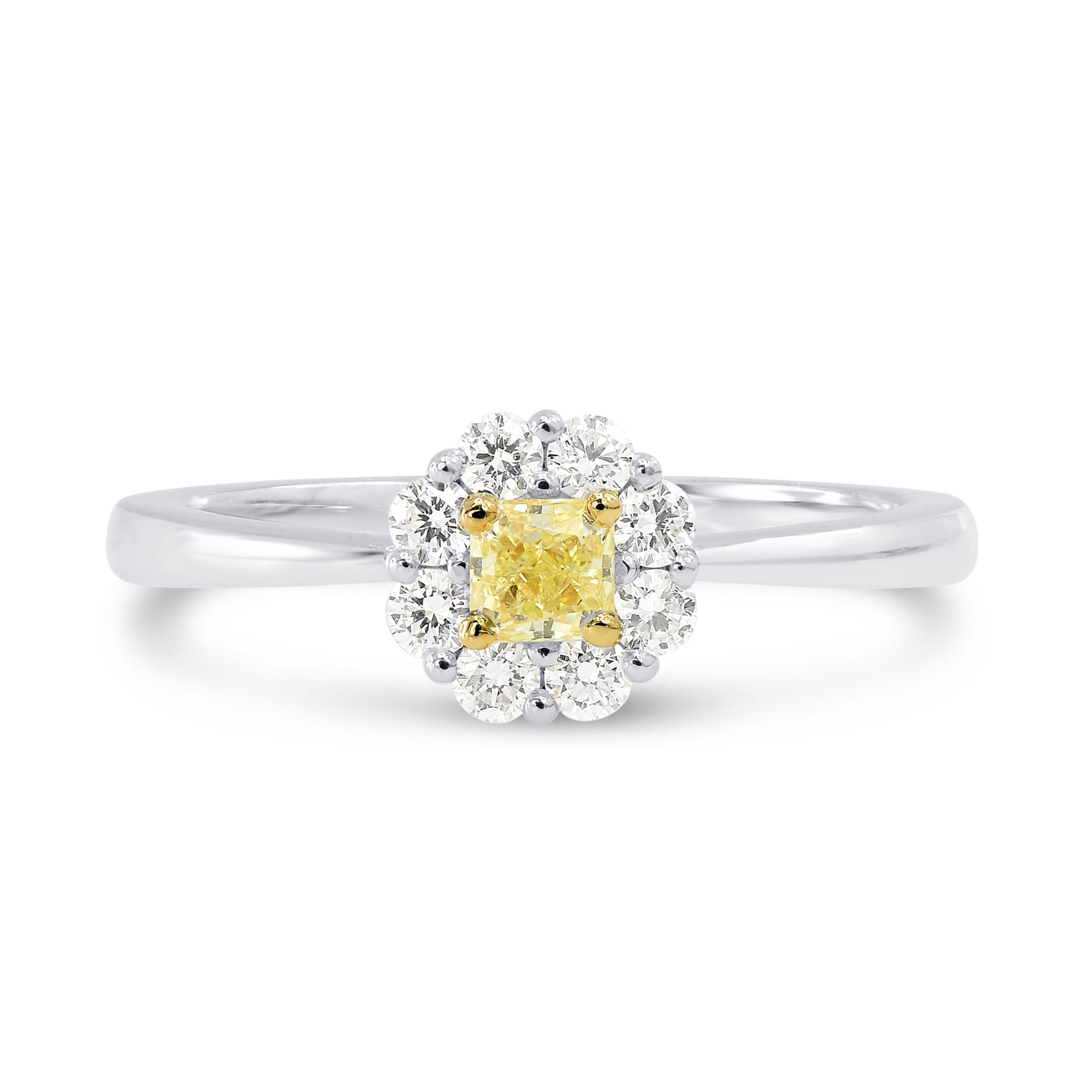 Fancy Yellow Radiant Diamond Halo Ring