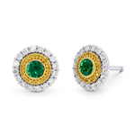 Vivid Green Emerald and Fancy Intense Yellow Diamond Earrings