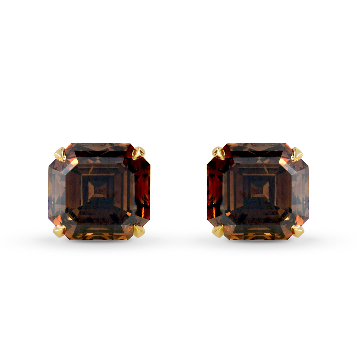 Fancy Dark Orange Brown Diamond Stud Earrings