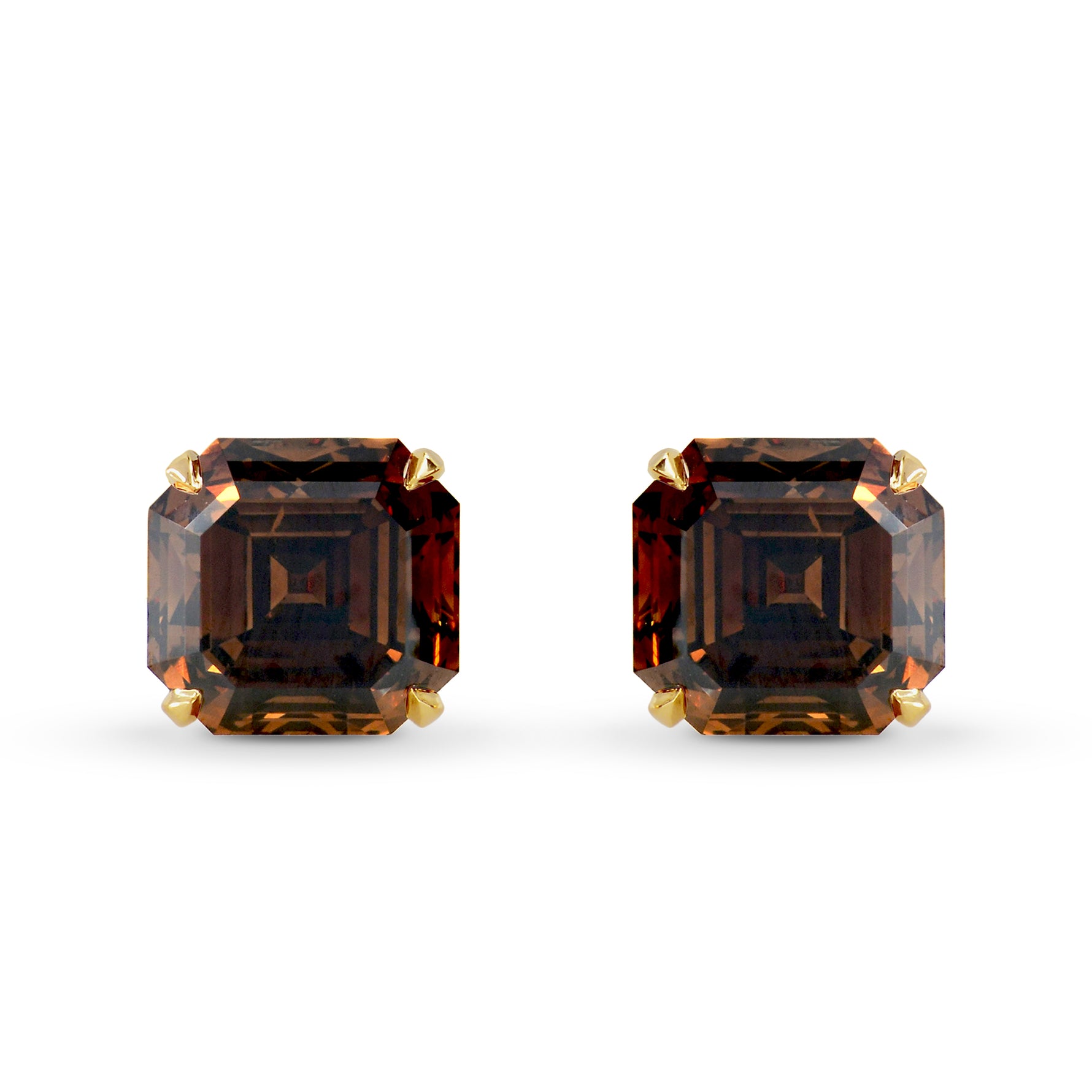 Fancy Dark Orange Brown Diamond Stud Earrings