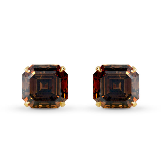 Fancy Dark Orange Brown Diamond Stud Earrings