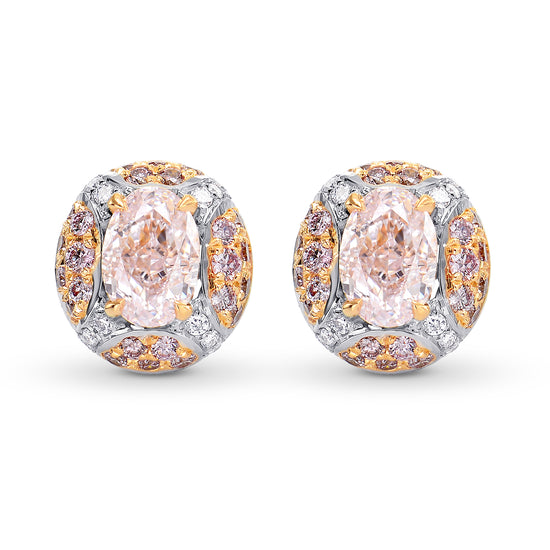 Pink and White Diamond  Halo Earrings.