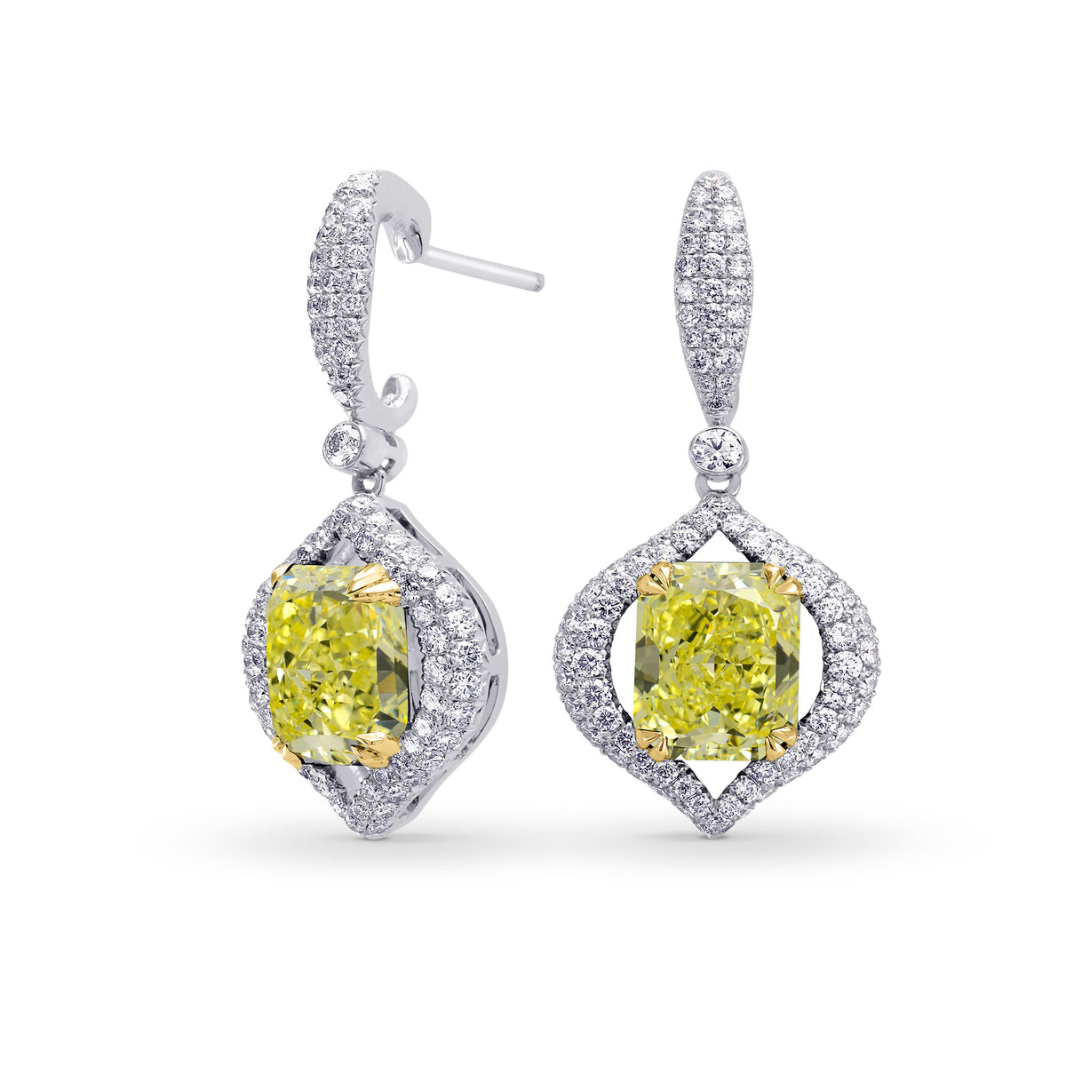 Drop Pave Earrings with Floating Diamonds - 4