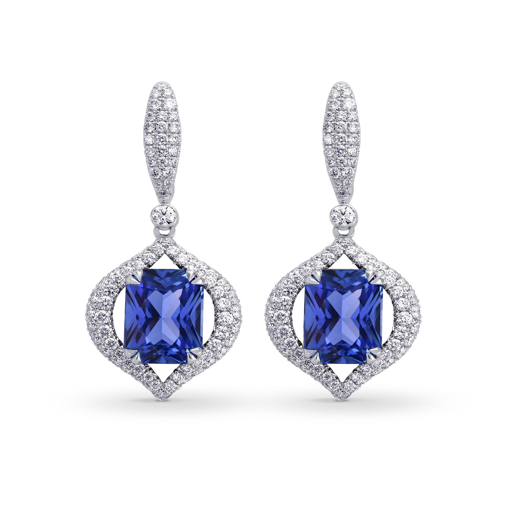 Drop Pave Earrings with Floating Diamonds - 2