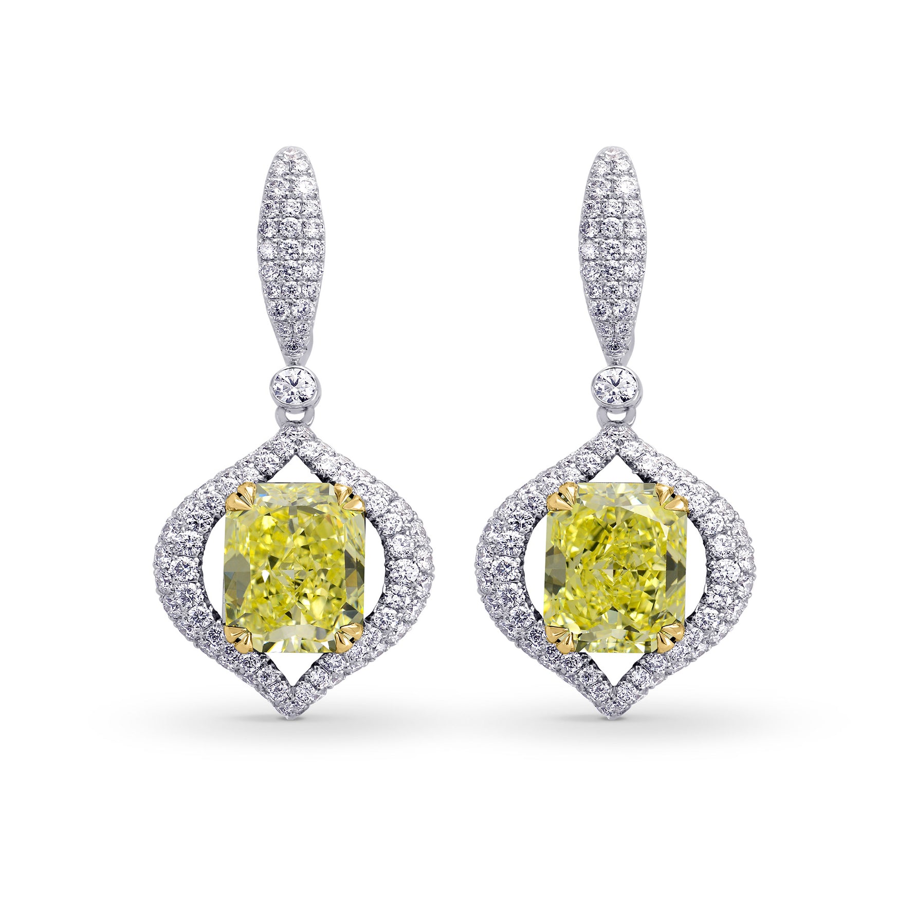 Drop Pave Earrings with Floating Diamonds - 3