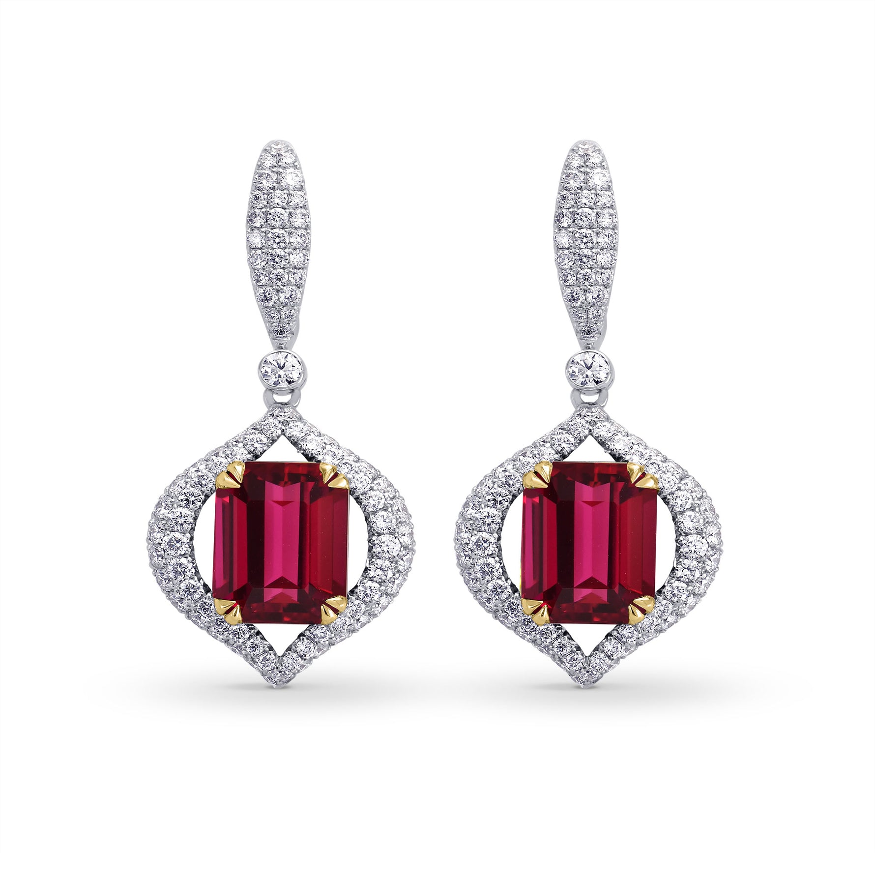Drop Pave Earrings with Floating Diamonds