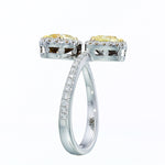 GIA certified Matching Pair Fancy Yellow Pear Diamond Halo Ring