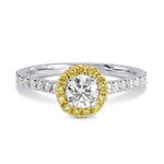 White and Fancy Intense Yellow Halo Ring