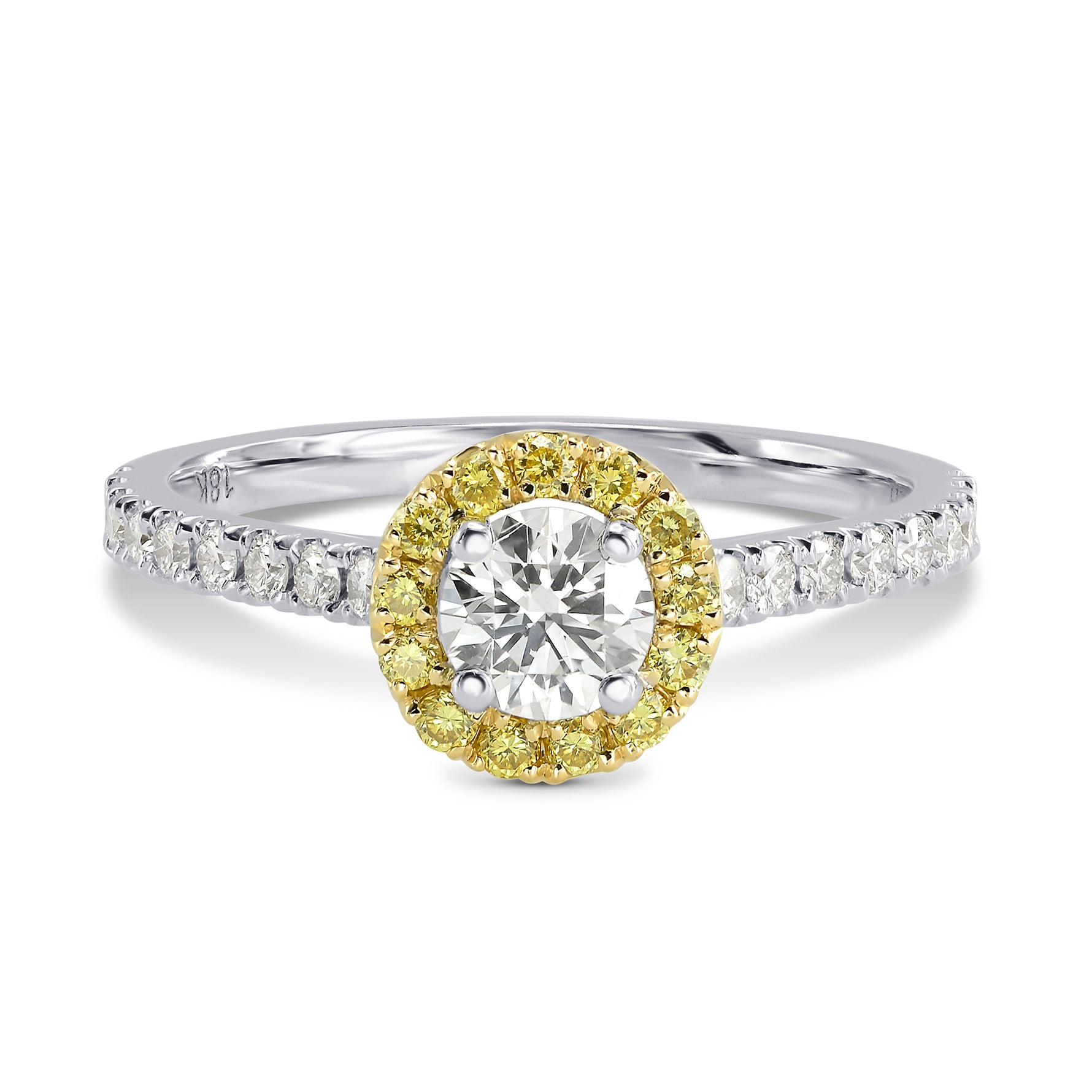 White and Fancy Intense Yellow Halo Ring