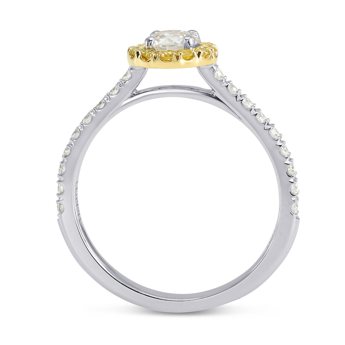 White and Fancy Intense Yellow Halo Ring