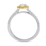White and Fancy Intense Yellow Halo Ring