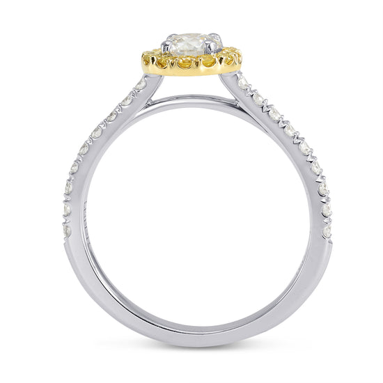 White and Fancy Intense Yellow Halo Ring