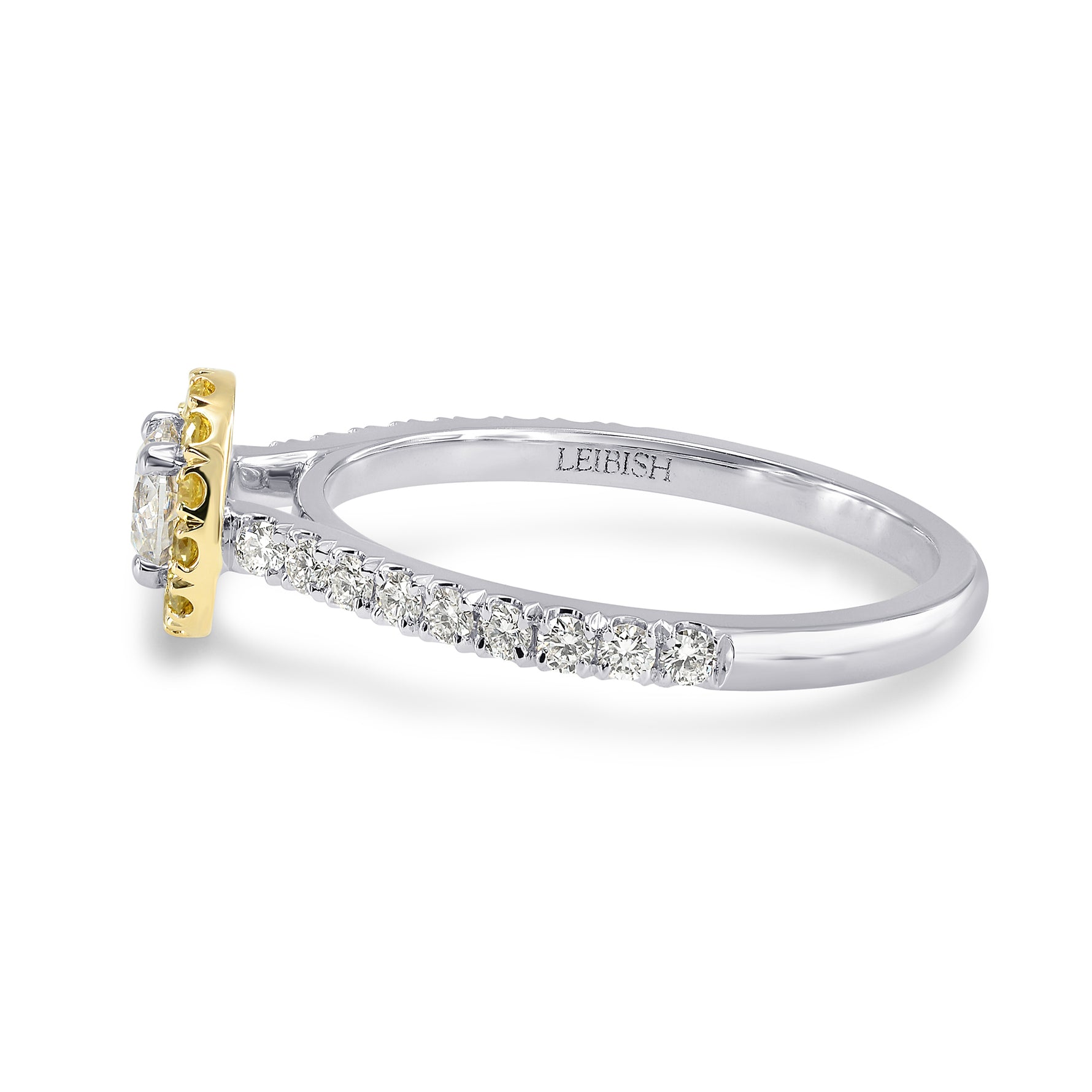 White and Fancy Intense Yellow Halo Ring