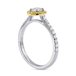 White and Fancy Intense Yellow Halo Ring