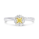 Fancy Yellow Radiant Diamond Floral Halo Ring