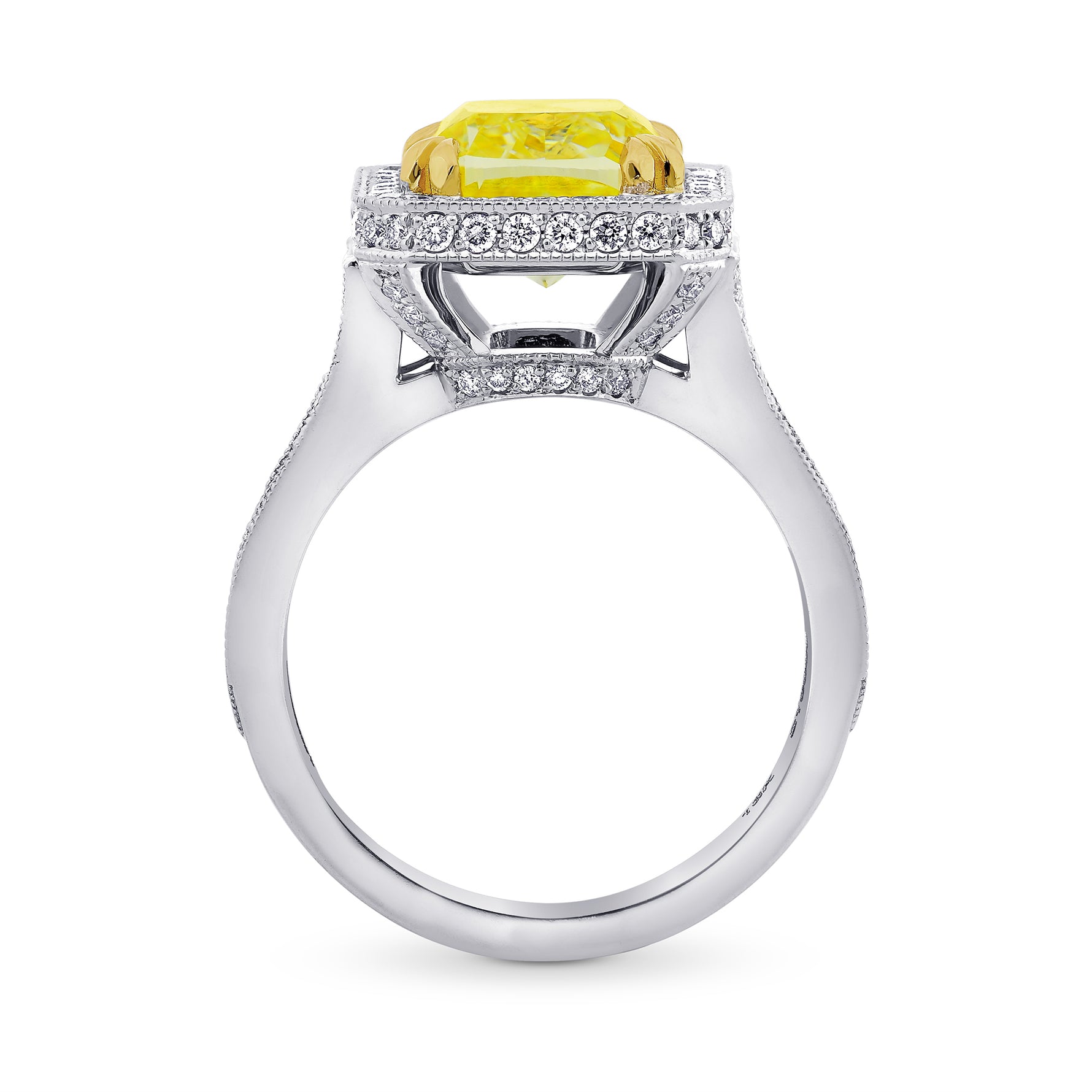 Milgrain Halo Diamond Ring with Split Shank - 2