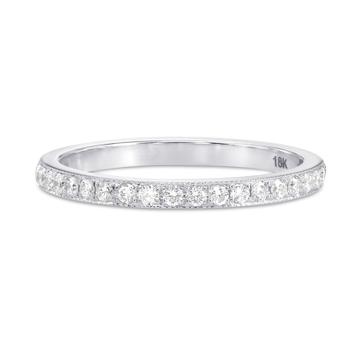 Diamond Half-Eternity Ring with Milgrain