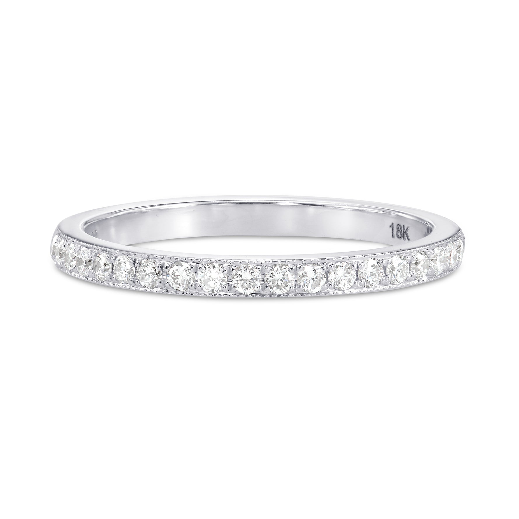 Diamond Half-Eternity Ring with Milgrain