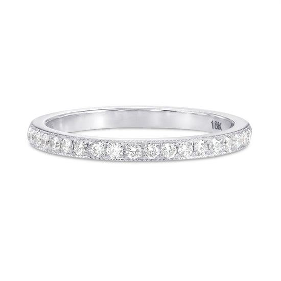 Diamond Half-Eternity Ring with Milgrain