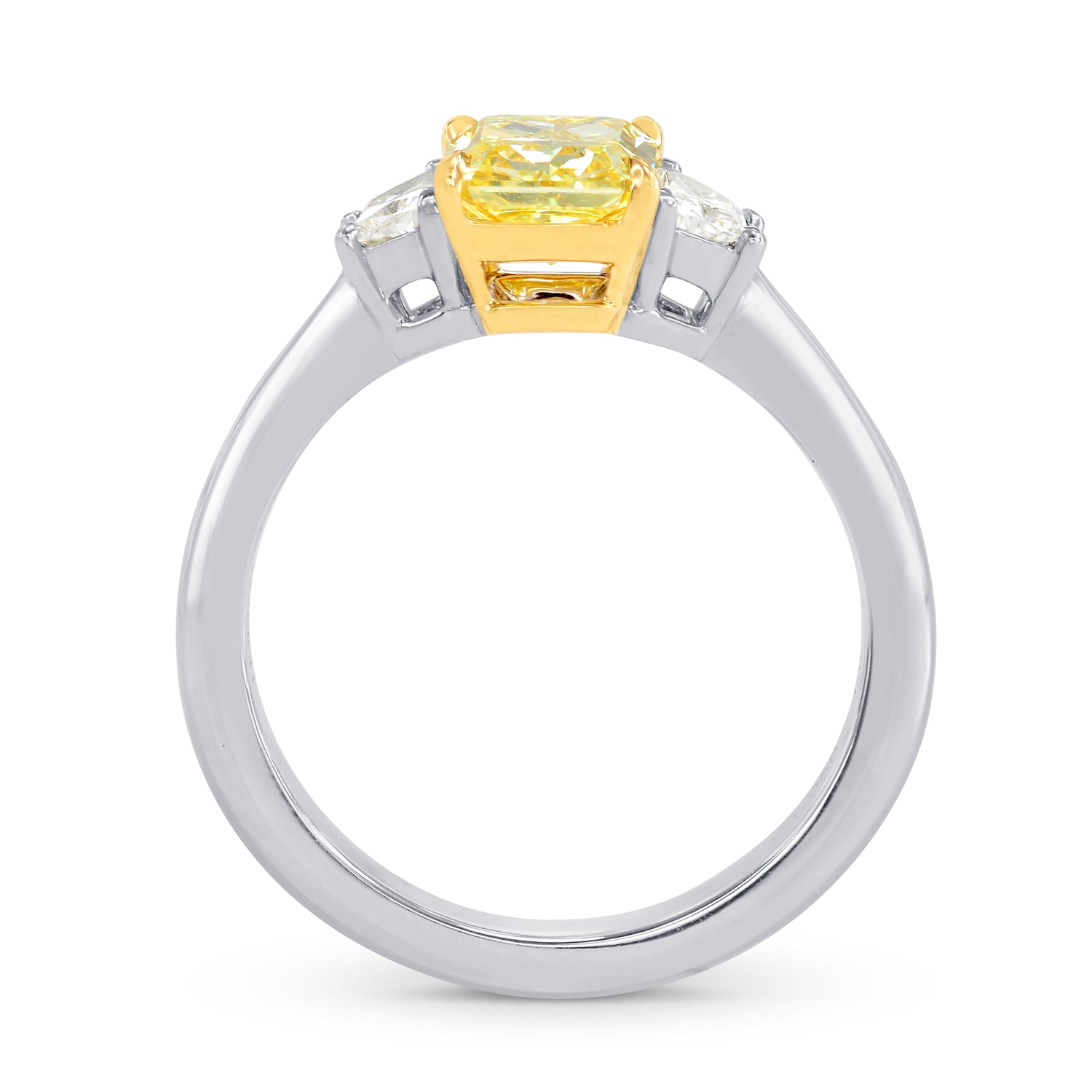 Fancy Intense Yellow  Radiant Diamond 3 Stone Ring