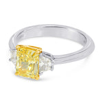 Fancy Intense Yellow  Radiant Diamond 3 Stone Ring