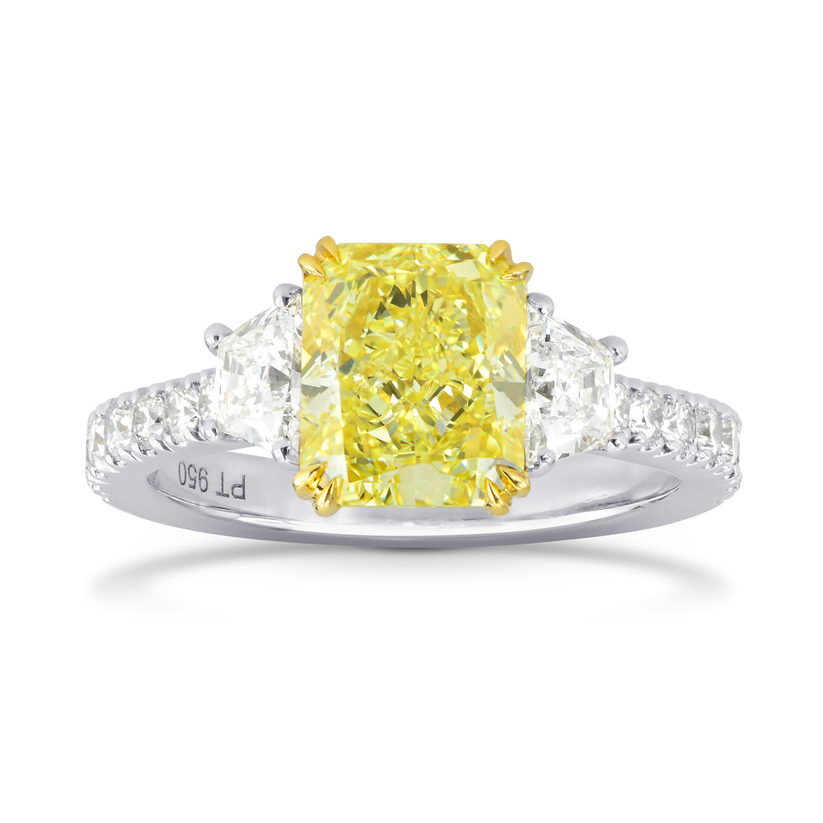 Fancy Intense Yellow Radiant & Trapezoid Diamond Ring