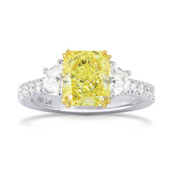Fancy Intense Yellow Radiant & Trapezoid Diamond Ring