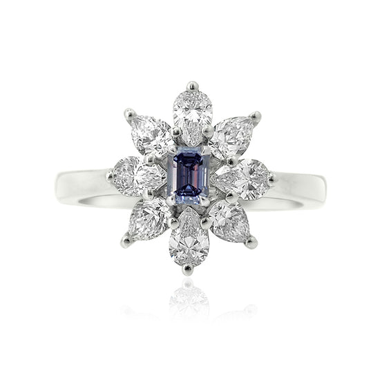 Dress ring setting with Pear Diamond Side-stones
