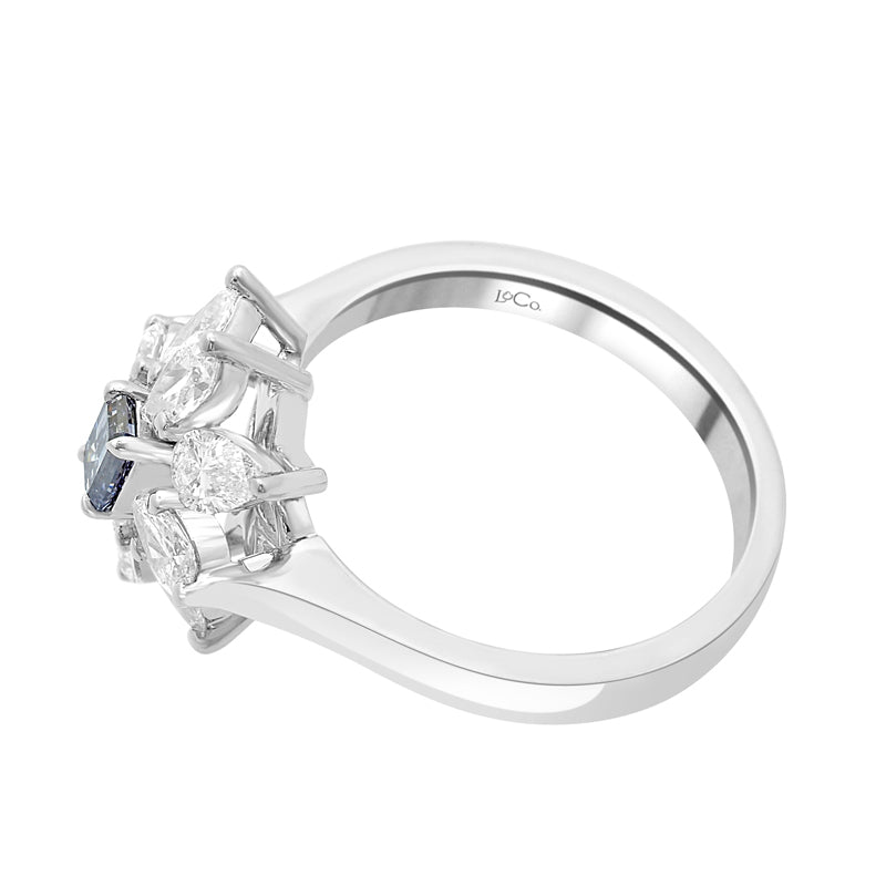 Dress ring setting with Pear Diamond Side-stones - 5