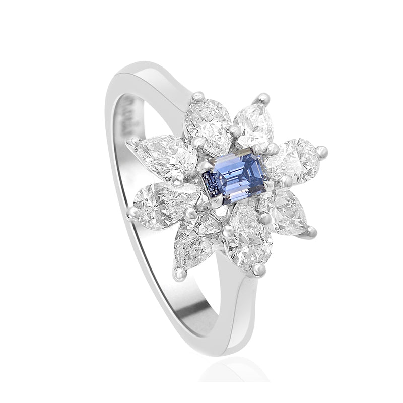 Dress ring setting with Pear Diamond Side-stones - 4