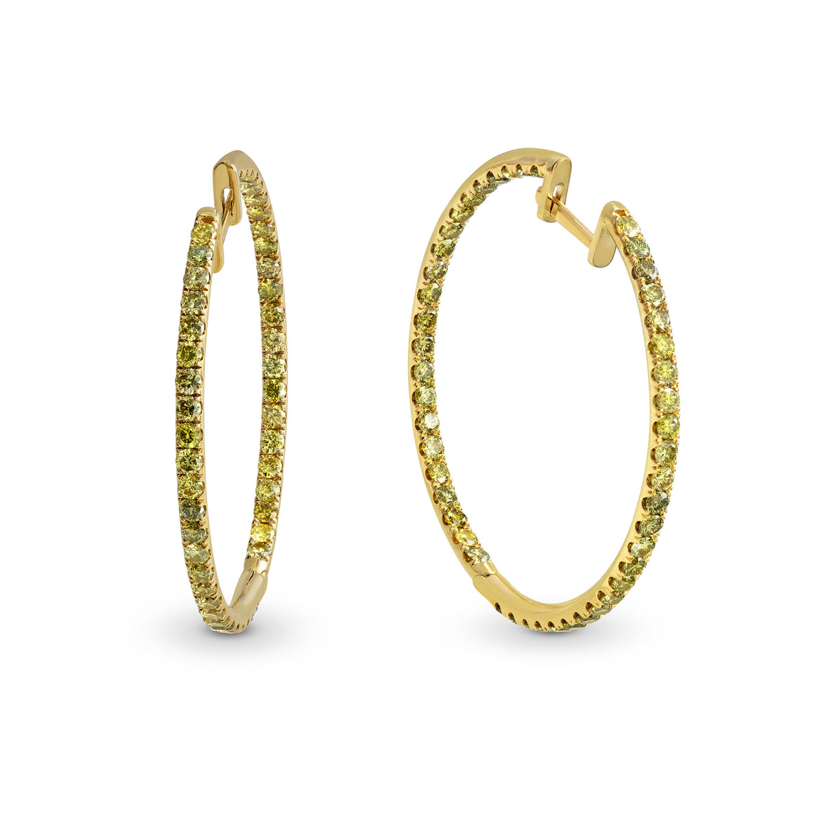 Fancy Greenish Yellow Diamond Hoop Earrings