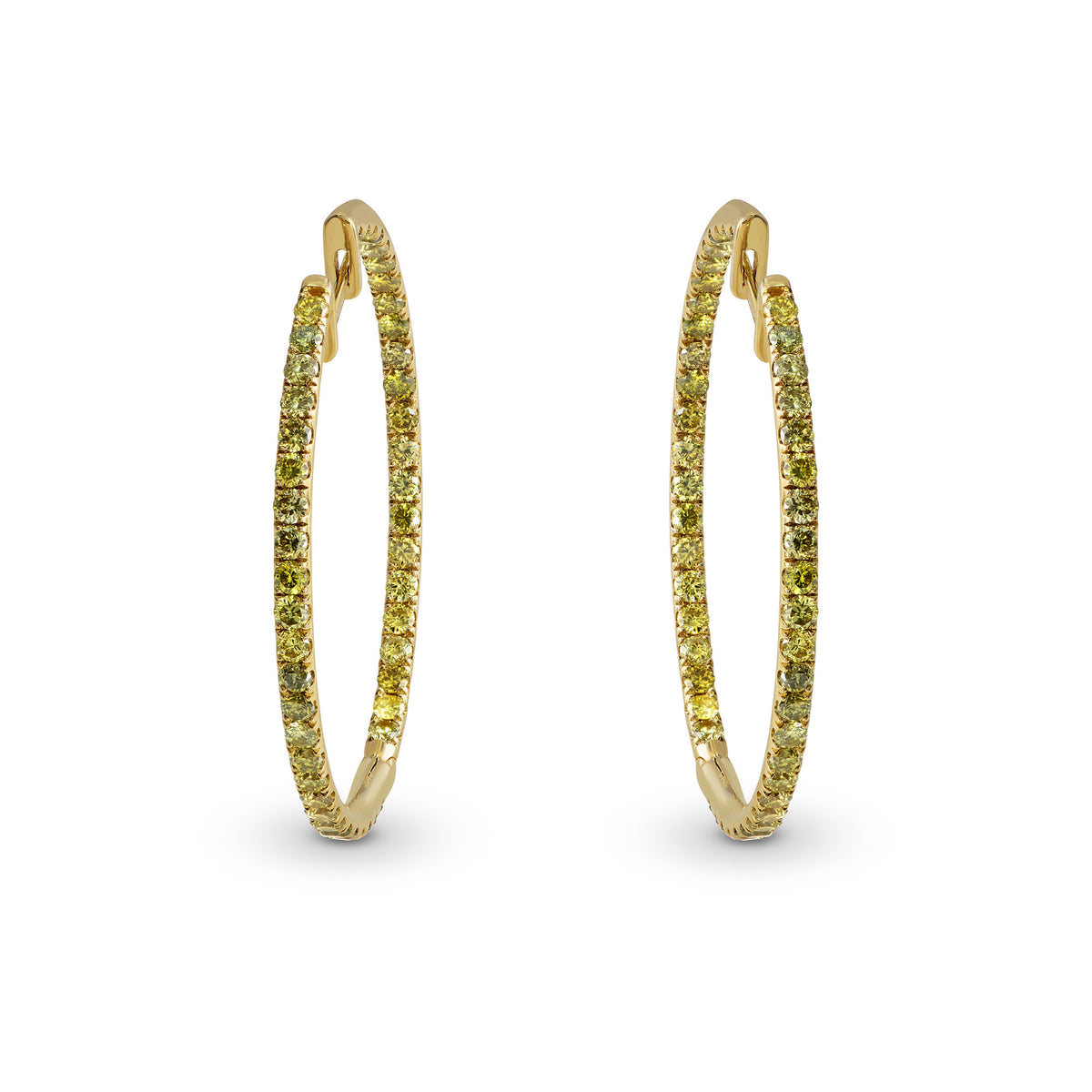 Fancy Greenish Yellow Diamond Hoop Earrings