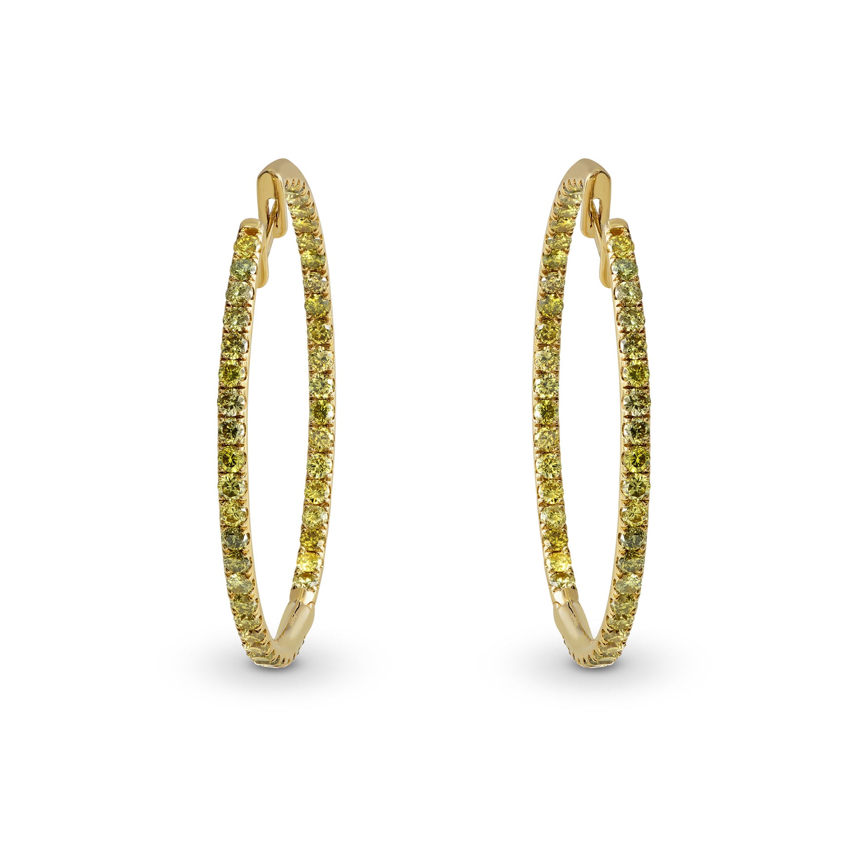 Fancy Greenish Yellow Diamond Hoop Earrings