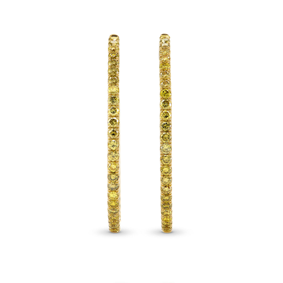 Fancy Greenish Yellow Diamond Hoop Earrings