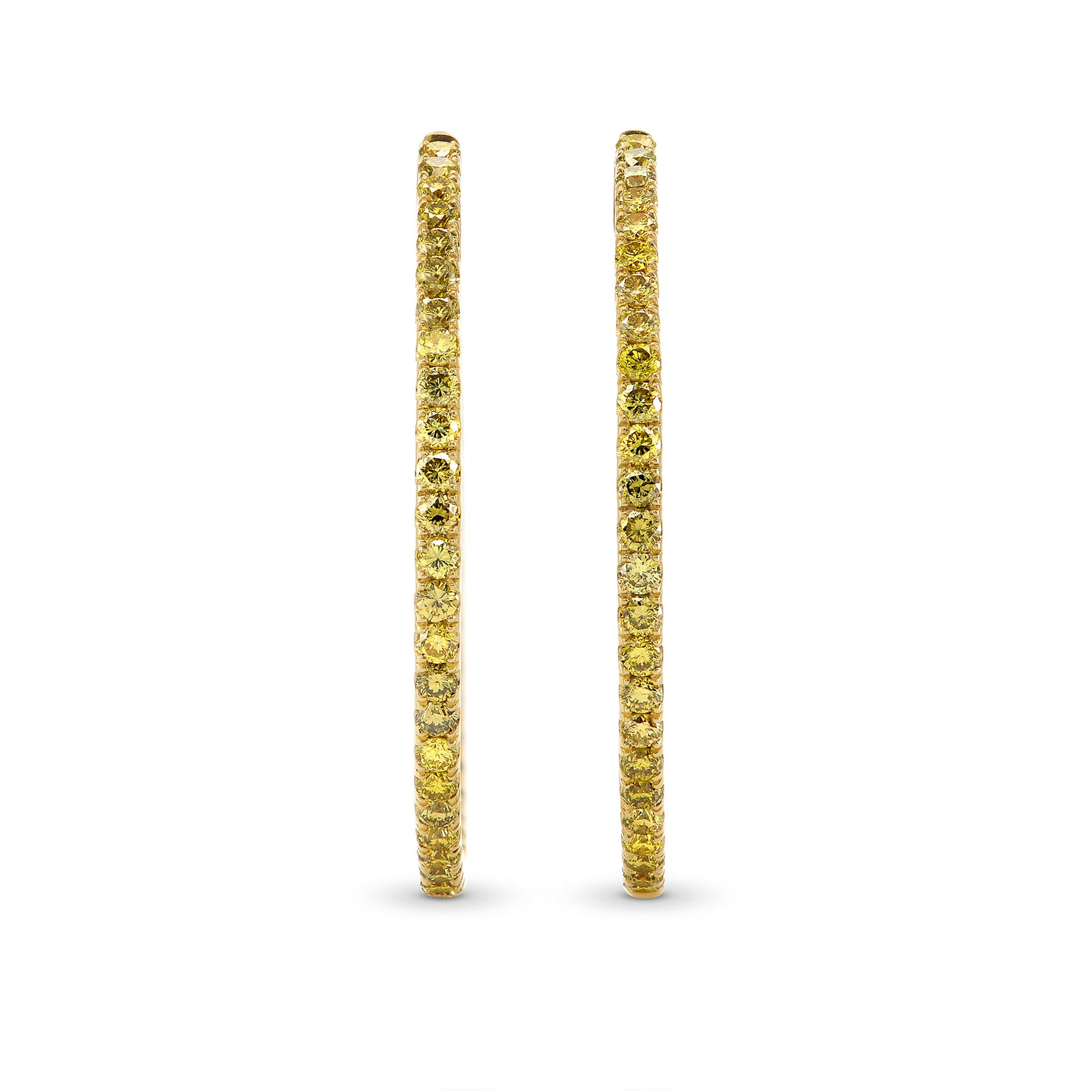 Fancy Greenish Yellow Diamond Hoop Earrings