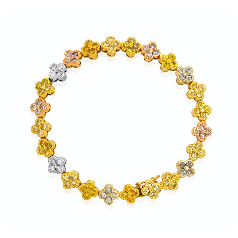 Natural Multicolored Brilliant Cut Diamond Bracelet