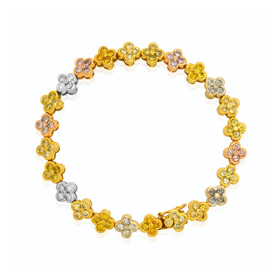 Natural Multicolored Brilliant Cut Diamond Bracelet