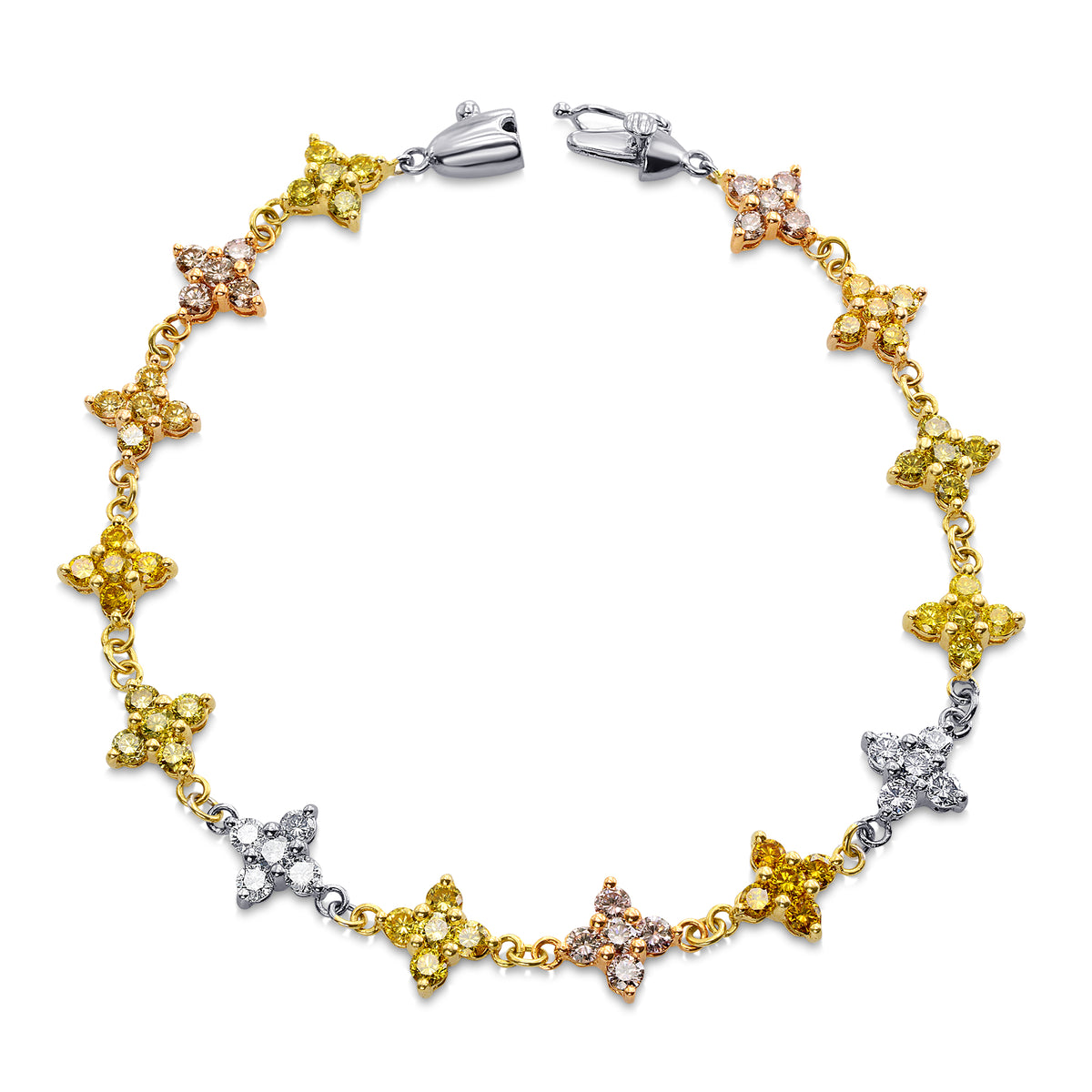 Natural Pink, Yellow & Orange Diamond Bracelet