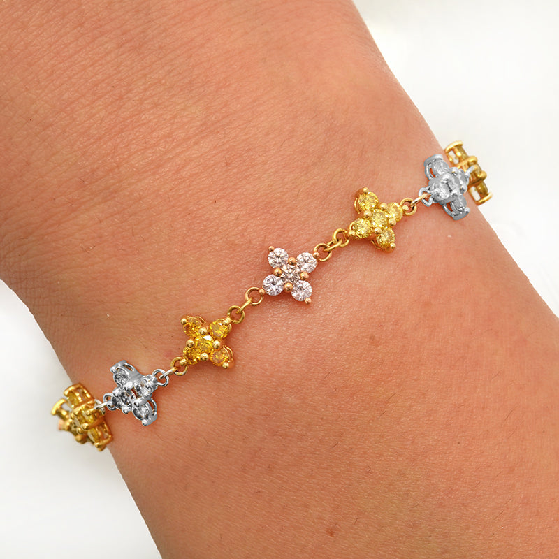 Natural Pink, Yellow & Orange Diamond Bracelet