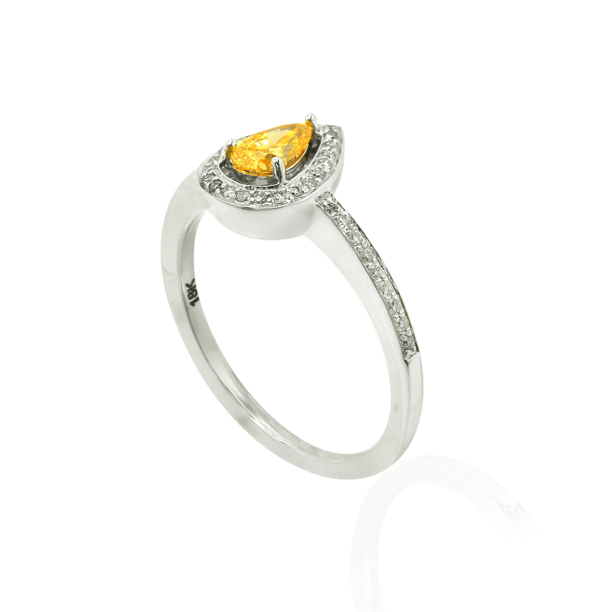 Fancy Vivid Yellowish Orange Pear Diamond Halo Ring